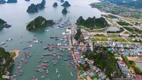 Cảng Cái Rồng, đảo Vân Đồn, tỉnh Quảng Ninh, nhìn từ trên cao.